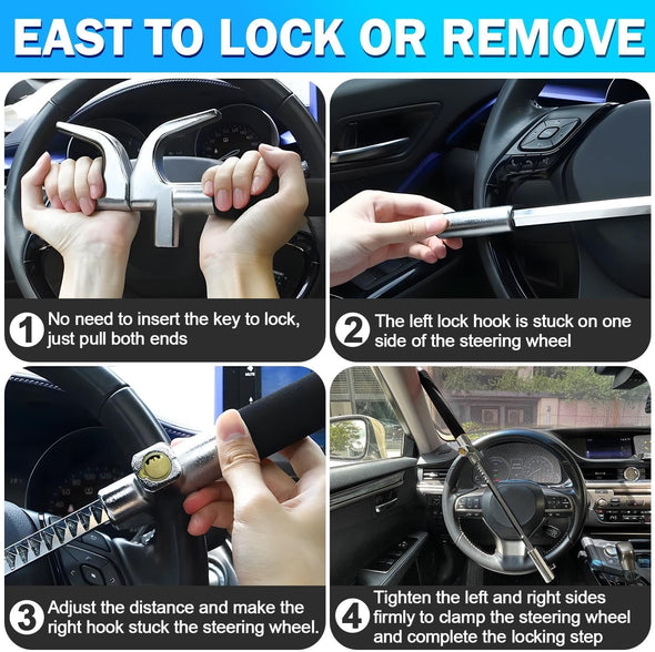 Steerlockly Universal Steering Wheel Lock – Heavy-Duty Anti-Theft Device